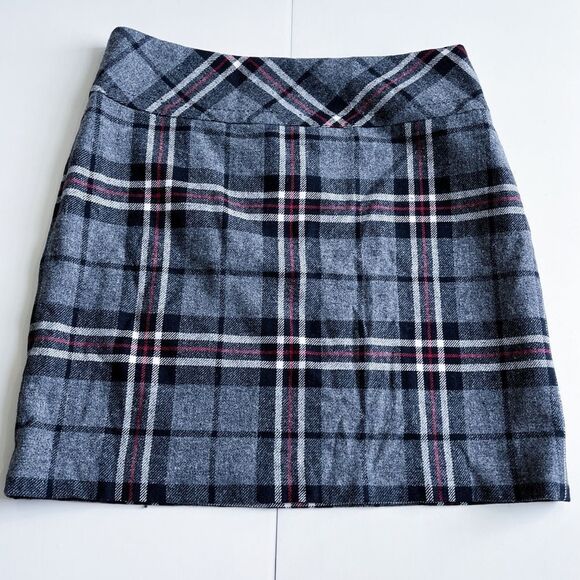 Eddie Bauer Black, Gray, White and Red Plaid Wool Mini Skirt | Women’s Size 6 - Picture 3 of 16